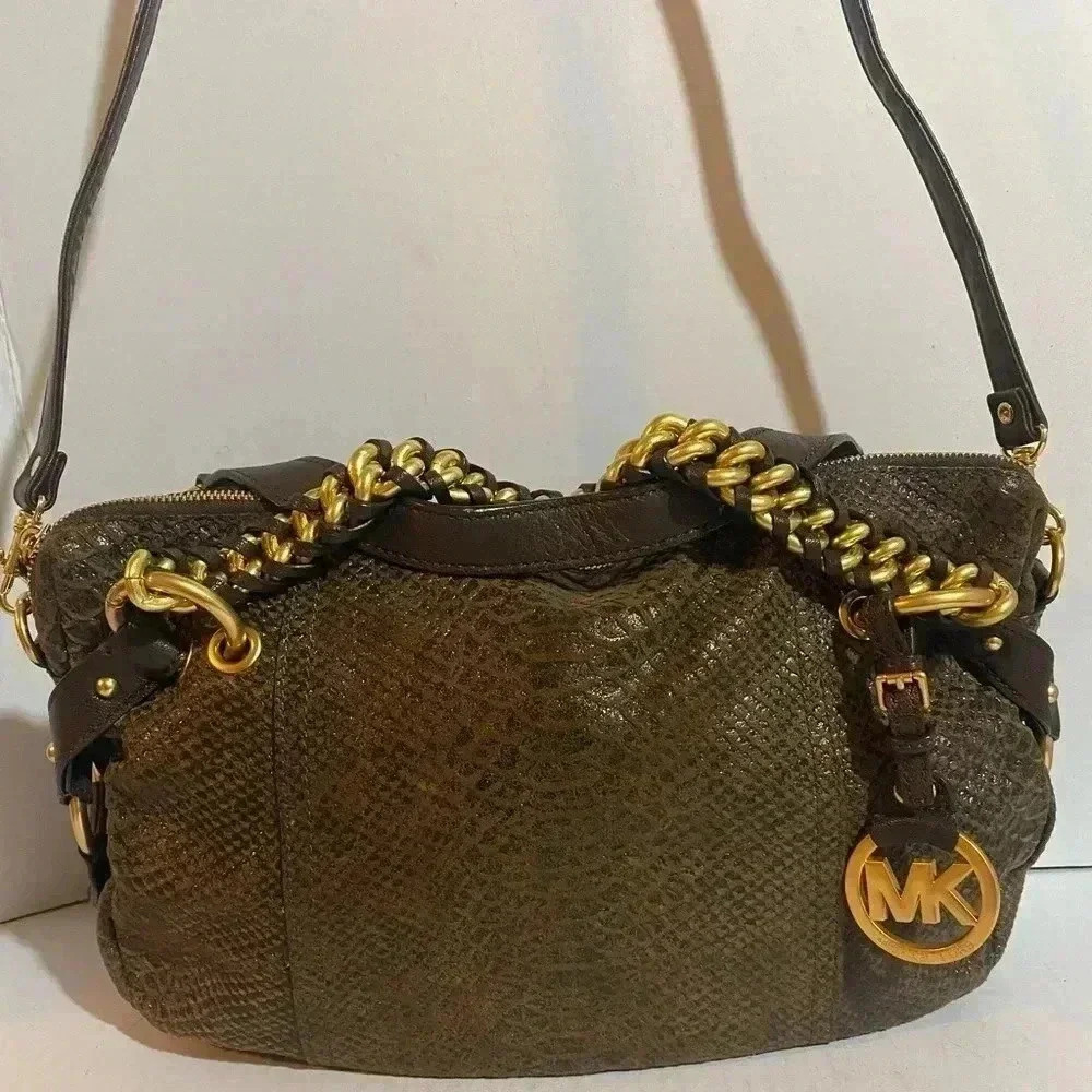 Michael kors brown leather suede satchel handbag - Picture 13 of 13